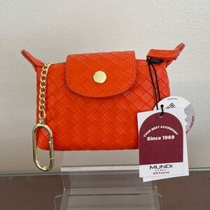 Mundi Bright Orange Mini Woven Bag / Key / Bag Charm